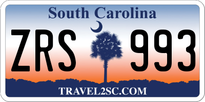 SC license plate ZRS993