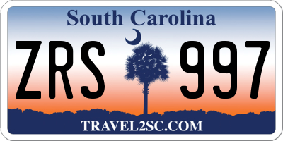 SC license plate ZRS997