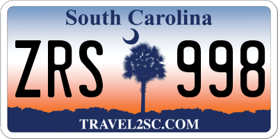 SC license plate ZRS998