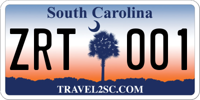 SC license plate ZRT001