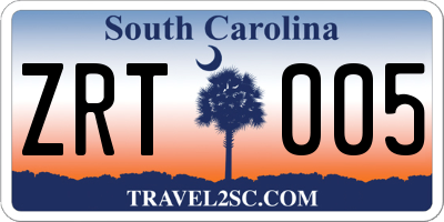 SC license plate ZRT005