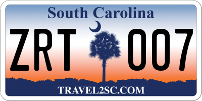 SC license plate ZRT007