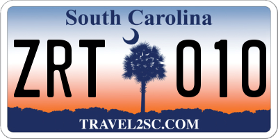 SC license plate ZRT010