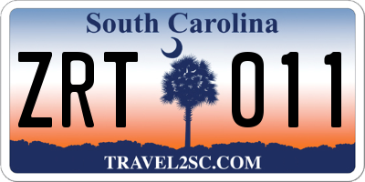 SC license plate ZRT011