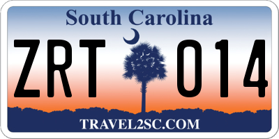 SC license plate ZRT014
