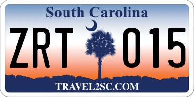 SC license plate ZRT015