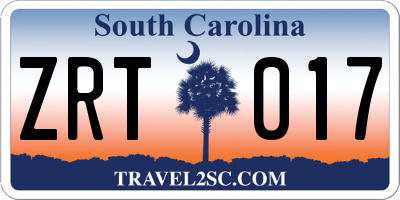 SC license plate ZRT017
