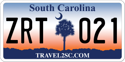 SC license plate ZRT021