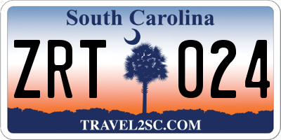 SC license plate ZRT024