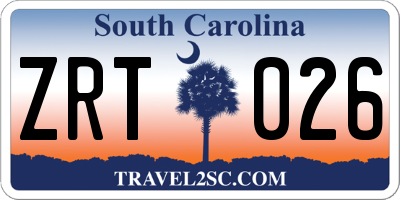 SC license plate ZRT026