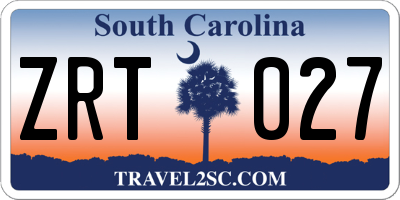 SC license plate ZRT027