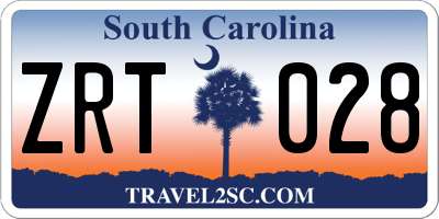 SC license plate ZRT028