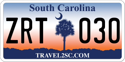 SC license plate ZRT030
