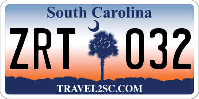 SC license plate ZRT032