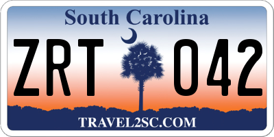SC license plate ZRT042