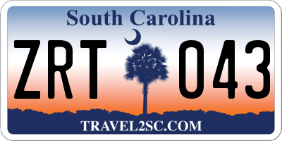 SC license plate ZRT043