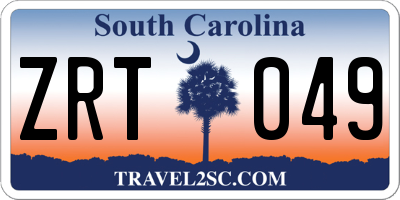 SC license plate ZRT049