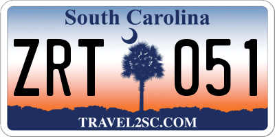 SC license plate ZRT051