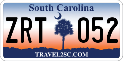 SC license plate ZRT052