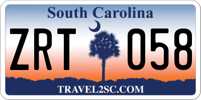 SC license plate ZRT058