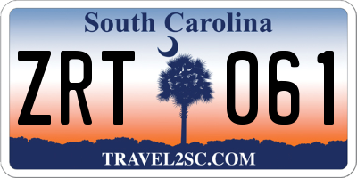 SC license plate ZRT061