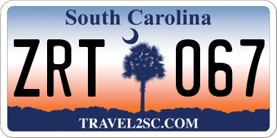 SC license plate ZRT067