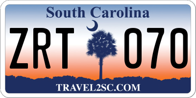 SC license plate ZRT070