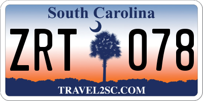 SC license plate ZRT078