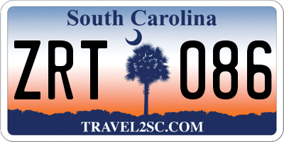 SC license plate ZRT086