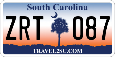 SC license plate ZRT087