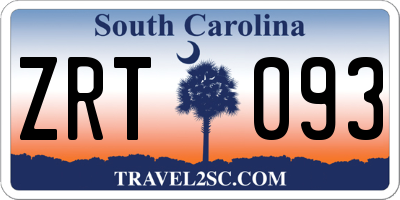 SC license plate ZRT093