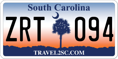 SC license plate ZRT094