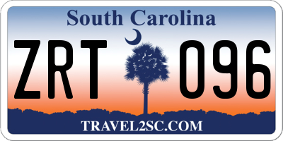 SC license plate ZRT096