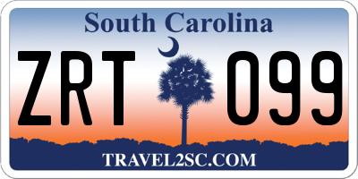 SC license plate ZRT099