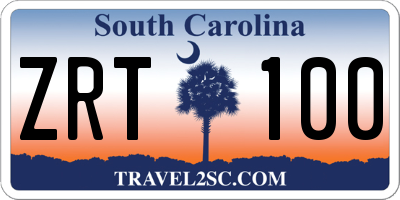 SC license plate ZRT100