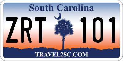 SC license plate ZRT101