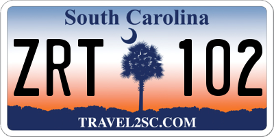 SC license plate ZRT102