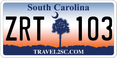 SC license plate ZRT103