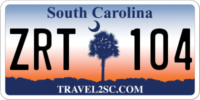 SC license plate ZRT104