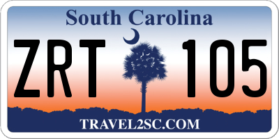SC license plate ZRT105