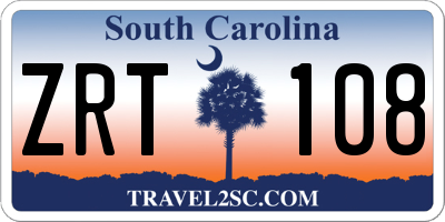 SC license plate ZRT108