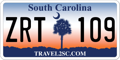 SC license plate ZRT109