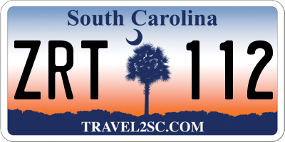 SC license plate ZRT112