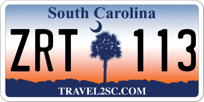 SC license plate ZRT113