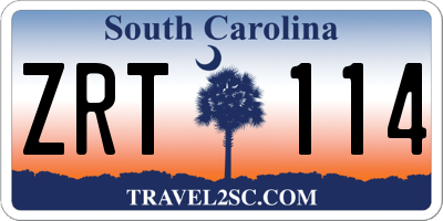 SC license plate ZRT114
