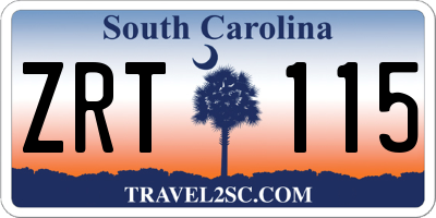 SC license plate ZRT115