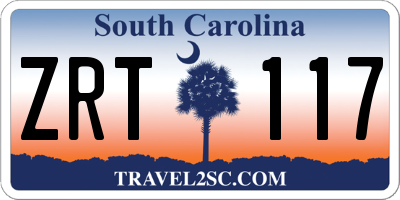 SC license plate ZRT117