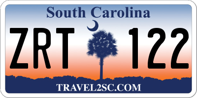 SC license plate ZRT122