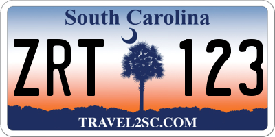 SC license plate ZRT123