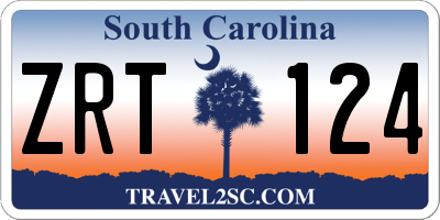 SC license plate ZRT124